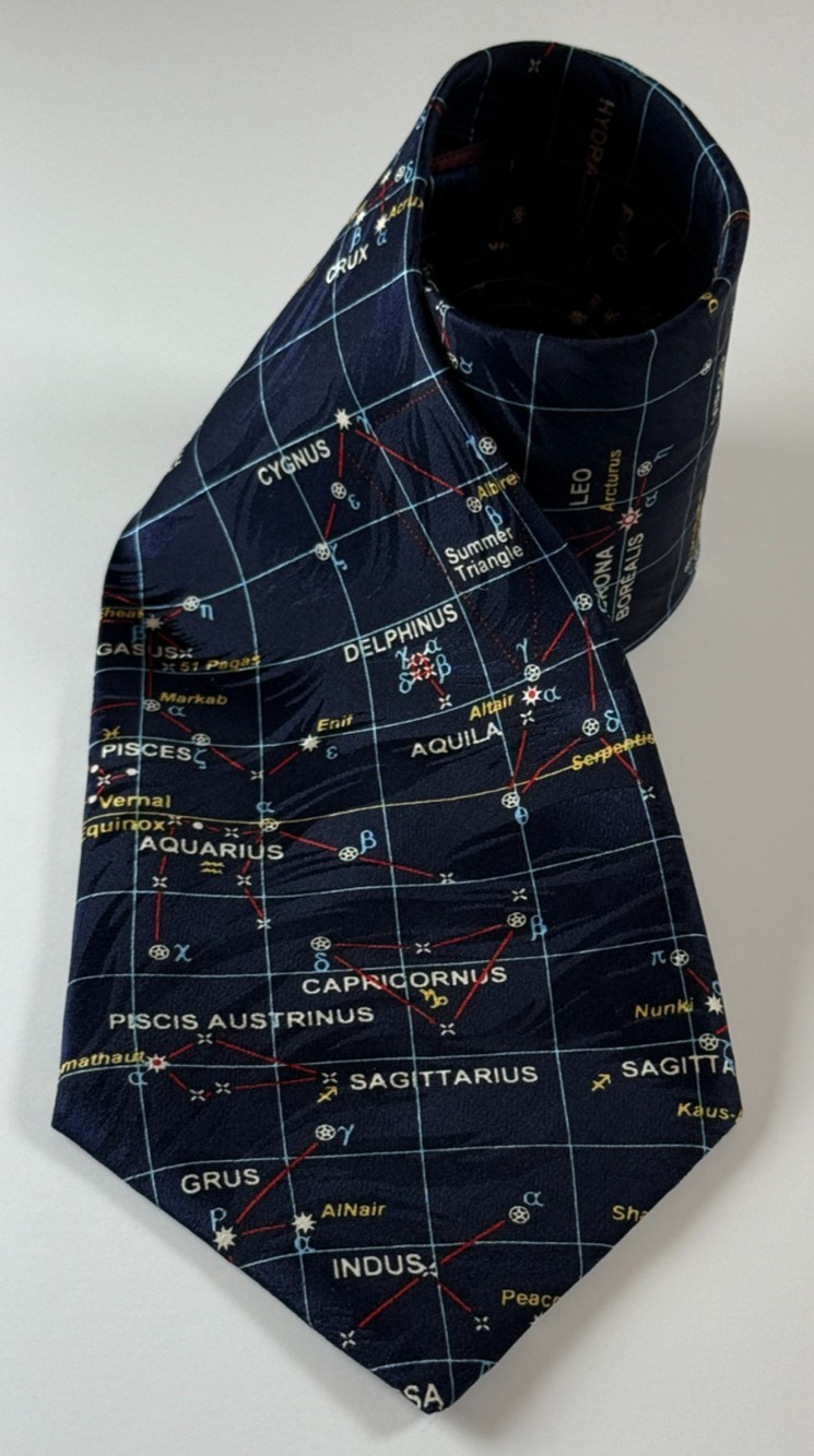 Museum Artifacts Silk Tie Constellation Star Chart Astronomy Celestial Space Blu